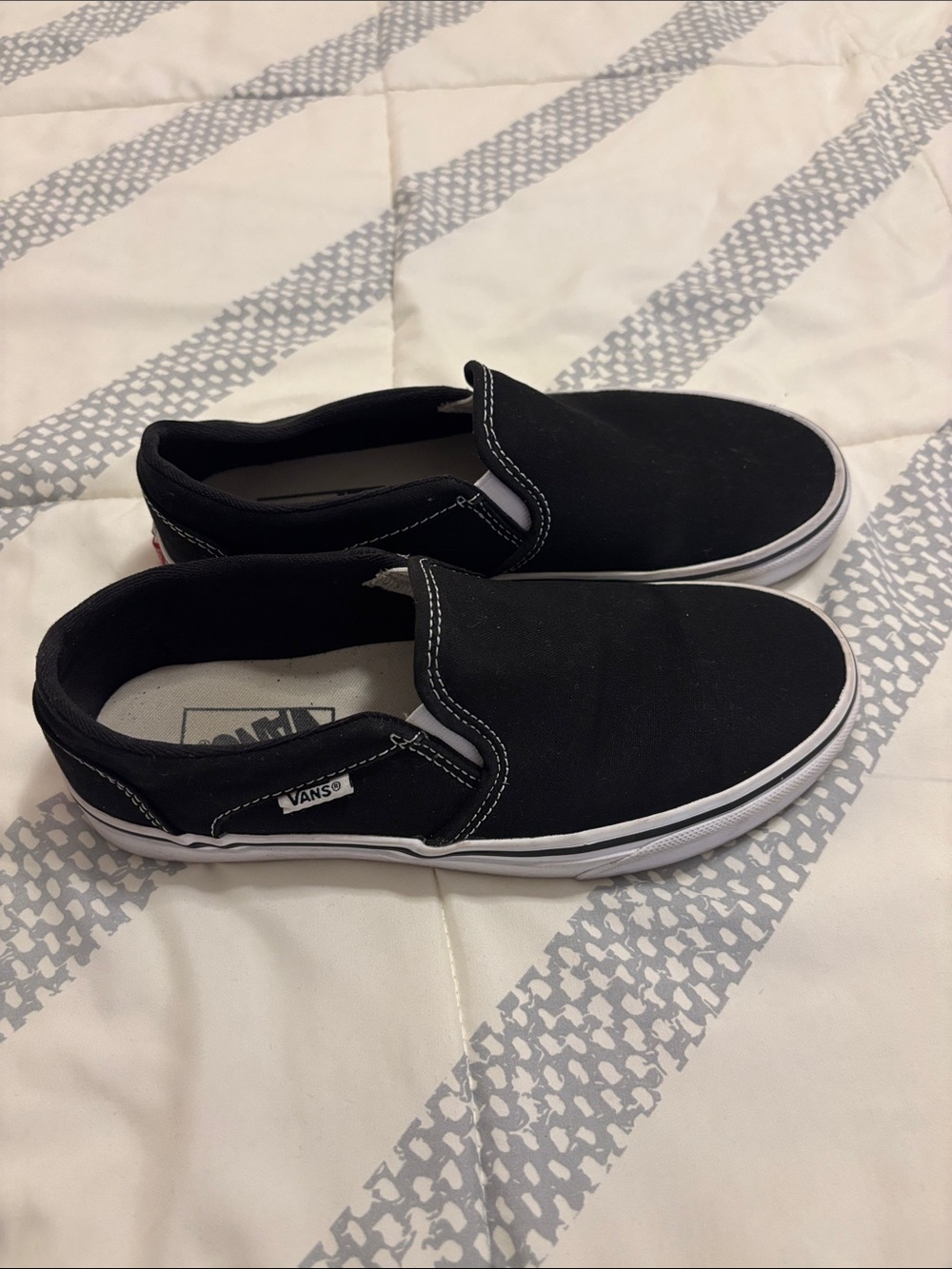Vans Black Canvas Slip-On Loafers